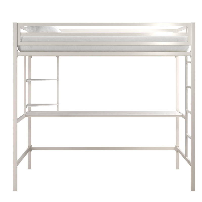 Novogratz Maxwell Metal Loft Bed with BuiltinDesk by Novogratz